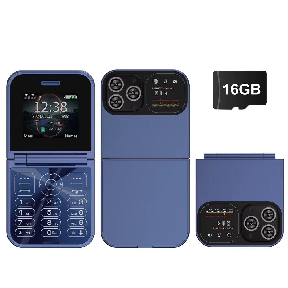 New Mini Flip Mobile Phone Dual SIM Card 2G GSM 2.0 Inch Screen Speed Dial Magic Voice Torch FM Blacklist Small Flip Phone