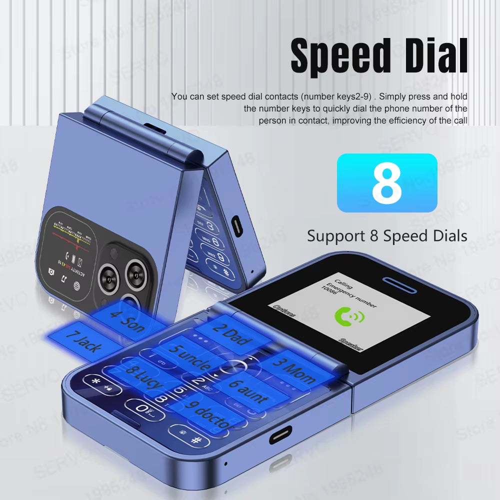 New Mini Flip Mobile Phone Dual SIM Card 2G GSM 2.0 Inch Screen Speed Dial Magic Voice Torch FM Blacklist Small Flip Phone