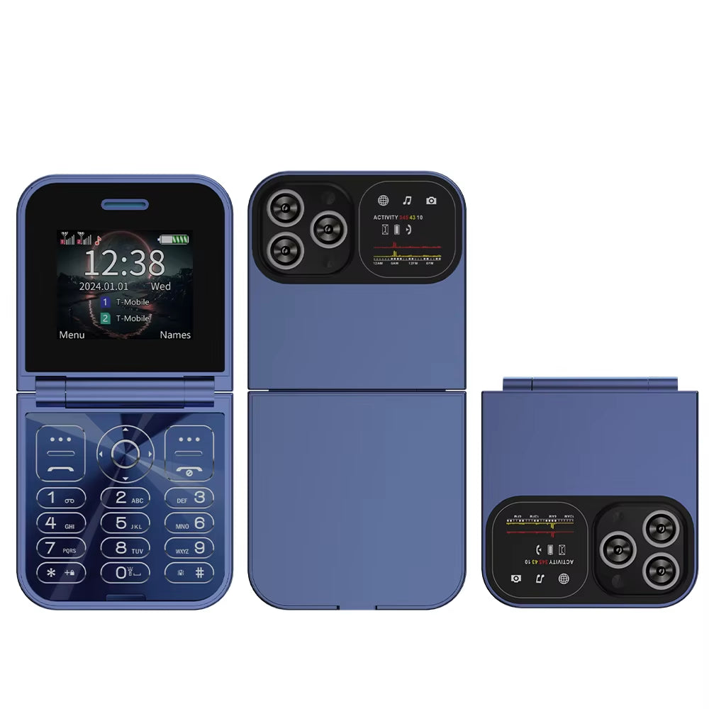 New Mini Flip Mobile Phone Dual SIM Card 2G GSM 2.0 Inch Screen Speed Dial Magic Voice Torch FM Blacklist Small Flip Phone