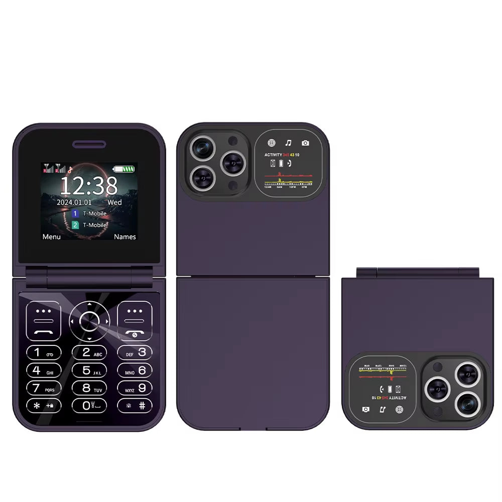 New Mini Flip Mobile Phone Dual SIM Card 2G GSM 2.0 Inch Screen Speed Dial Magic Voice Torch FM Blacklist Small Flip Phone