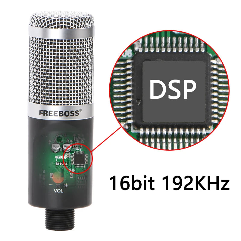 USB Microphone Wired with Tripod Shock Mount PC Laptop Studio Record Stream Radio Broadcast Gaming Computer Mic FB-W03