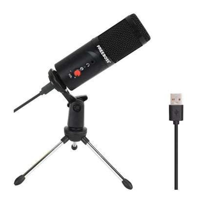 USB Microphone Wired with Tripod Shock Mount PC Laptop Studio Record Stream Radio Broadcast Gaming Computer Mic FB-W03