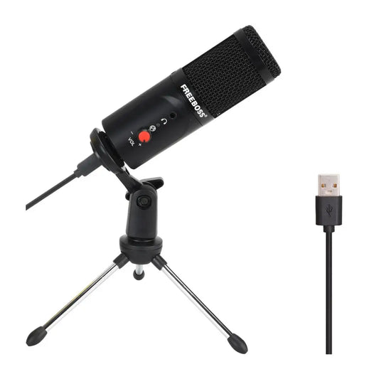 USB Microphone Wired with Tripod Shock Mount PC Laptop Studio Record Stream Radio Broadcast Gaming Computer Mic FB-W03