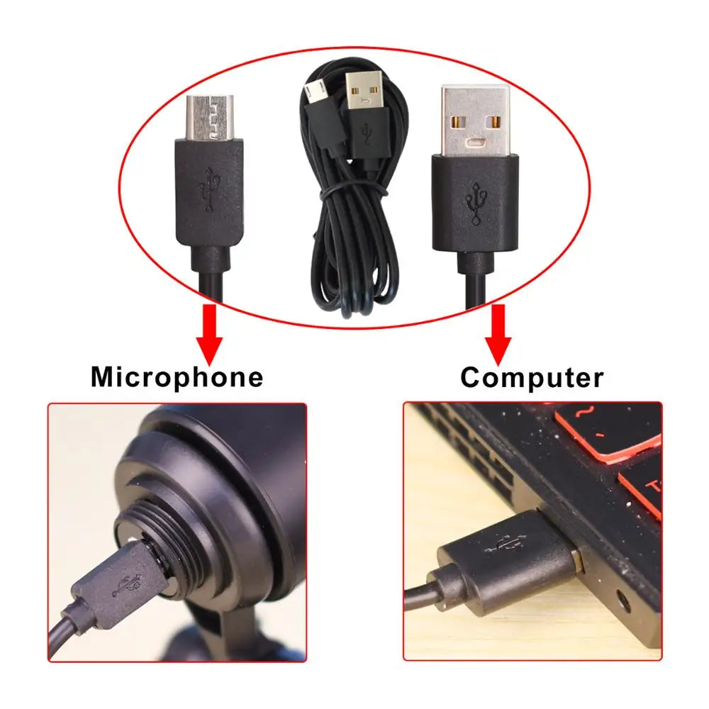 USB Microphone Wired with Tripod Shock Mount PC Laptop Studio Record Stream Radio Broadcast Gaming Computer Mic FB-W03
